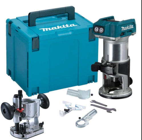 Makita DRT50ZJ 18V Brushless Router Trimmer With Plunge Router Base & Dust Nozzle Set