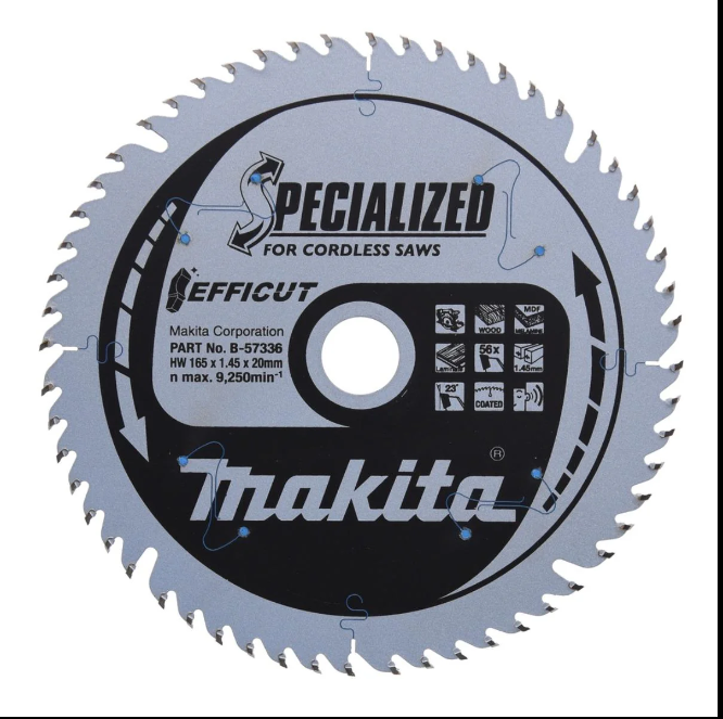 Makita 165mm 56T Plunge Saw Blade Efficut B-57336